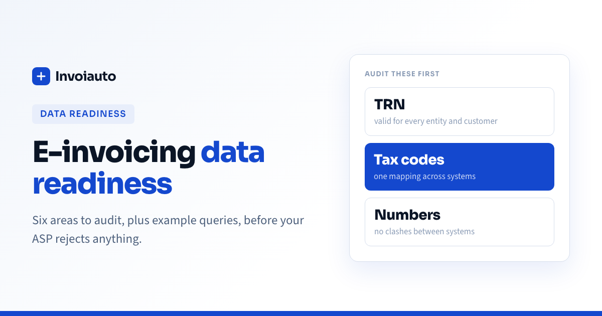 E-invoicing data readiness checklist: valid TRNs, consistent tax codes and unique document numbers